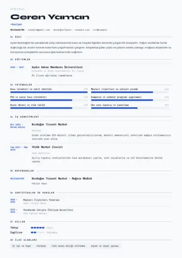 Kasiyer cv indir